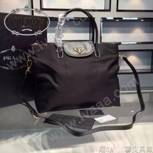 PRADA BN2107-01 專櫃時尚新款原版降落傘尼龍面料配牛皮大號斜背包