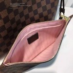 LV N4163 專櫃新款NEVERFULL原單咖啡格配粉色內裡中號購物袋