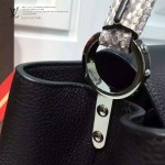LV M91659 人氣熱銷CAPUCINES黑色原版皮配南非蟒蛇手腕中號手袋