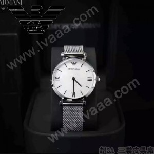 ARMANI-199 時尚百搭女士閃亮銀AR1955礦物質強化玻璃原單鋼帶款腕錶