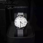 ARMANI-199 時尚百搭女士閃亮銀AR1955礦物質強化玻璃原單鋼帶款腕錶