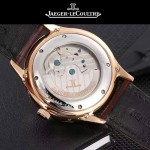 JAEGER-048-8 時尚男士玫瑰金配白底真牛皮錶帶全自動機械腕錶