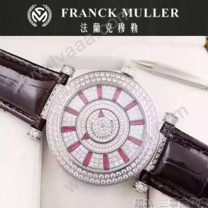 Franck Muller-26-4 名媛摯愛神秘時間系列閃亮銀滿天星鑲鑽2836全自動機機械腕錶