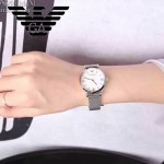 ARMANI-199 時尚百搭女士閃亮銀AR1955礦物質強化玻璃原單鋼帶款腕錶