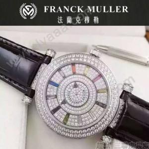 Franck Muller-26-3 名媛摯愛神秘時間系列閃亮銀滿天星鑲鑽2836全自動機機械腕錶