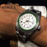 ROLEX-060-01 勞力士復古閃電雕刻加厚藍寶石玻璃搭配瑞士2813全自動機械機芯腕表