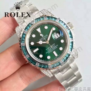 ROLEX-053 勞力士藍寶石鏡面超級夜光超級防水綠鉆圈V7版SUB綠鬼特別版腕表