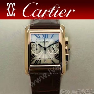 CARTIER-305-8 時尚新款TANK MC CHRONOGROPH多功能跑秒石英腕錶