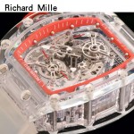 Richard Mille-80 潮流奢華男士紅色玻璃殼材質原裝全自動機械腕錶