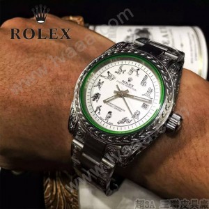 ROLEX-060-01 勞力士復古閃電雕刻加厚藍寶石玻璃搭配瑞士2813全自動機械機芯腕表