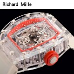 Richard Mille-80 潮流奢華男士紅色玻璃殼材質原裝全自動機械腕錶