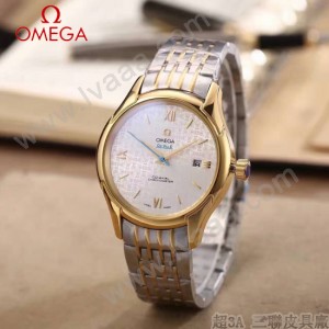 OMEGA-174-13 時尚經典蝶飛系列間金配白底鋼帶款全自動機械腕錶