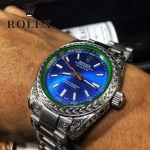 ROLEX-060 勞力士復古閃電雕刻加厚藍寶石玻璃搭配瑞士2813全自動機械機芯腕表