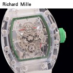 Richard Mille-80-2 潮流奢華男士綠色玻璃殼材質原裝全自動機械腕錶