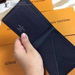 LV M60628 專櫃時尚新款MULTIPLE系列水波紋藍色原版皮短夾