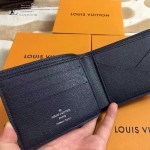 LV M60628 專櫃時尚新款MULTIPLE系列水波紋藍色原版皮短夾