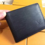 LV M60662 專櫃時尚新款MULTIPLE系列水波紋黑色原版皮短夾