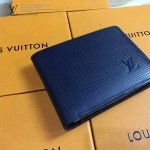 LV M60628 專櫃時尚新款MULTIPLE系列水波紋藍色原版皮短夾