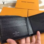 LV M60662 專櫃時尚新款MULTIPLE系列水波紋黑色原版皮短夾