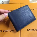 LV M60628 專櫃時尚新款MULTIPLE系列水波紋藍色原版皮短夾