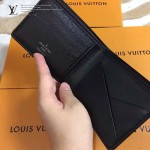 LV M60662 專櫃時尚新款MULTIPLE系列水波紋黑色原版皮短夾