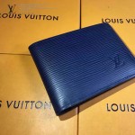 LV M60628 專櫃時尚新款MULTIPLE系列水波紋藍色原版皮短夾
