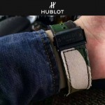 HUBLOT-040 潮流休閒男士綠色迷彩設計帆布錶帶進口石英腕錶