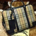 BURBERRY-0211 時尚經典款原版牛皮配PVC男士手拎斜挎電腦包