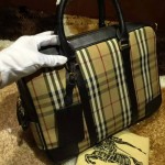 BURBERRY-0211 時尚經典款原版牛皮配PVC男士手拎斜挎電腦包