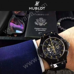 HUBLOT-040-5 潮流休閒男士土豪金硅膠錶帶款進口石英腕錶