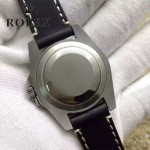 ROLEX-064-2 潮流男士鈦色潛水SUB系列黑色陶瓷圈皮帶款瑞士2836機芯腕錶