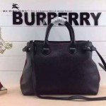 Burberry-0206 時尚款胡杏兒同款荔枝紋小牛皮配磨砂鹿皮手提單肩包