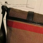BURBERRY-0231 專櫃時尚新款進口牛皮配黃麻棉布男士手提單肩包