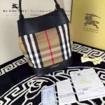 Burberry-0202 時尚新款原版牛皮與棉布內設小包手提斜跨水桶包