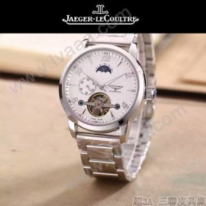 JAEGER-050-5 時尚男士大師系列白色閃亮銀三針設計全自動機械腕錶