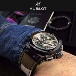 HUBLOT-040 潮流休閒男士綠色迷彩設計帆布錶帶進口石英腕錶