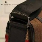 BURBERRY-0231 專櫃時尚新款進口牛皮配黃麻棉布男士手提單肩包