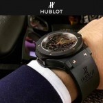 HUBLOT-040-6 潮流休閒男士玫瑰金硅膠錶帶款進口石英腕錶