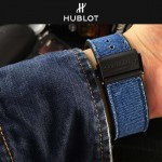 HUBLOT-040-2 潮流休閒男士藍色牛仔布設計錶帶款進口石英腕錶