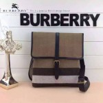 BURBERRY-0221-01 專櫃時尚新款原版粗麻布料配進口牛皮男性斜挎包