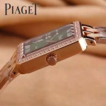 Piaget-026-7 時尚女士鑽石系列玫瑰金配綠色珍珠貝母面進口石英腕錶