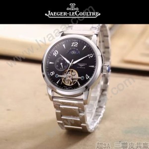 JAEGER-050-6 時尚男士大師系列黑色閃亮銀三針設計全自動機械腕錶