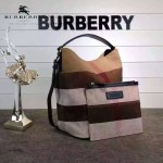 Burberry-0223-02 潮流時尚款來自星星的妳千頌依同款可拆式皮質斜背帶水桶包