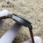 ROLEX-064 潮流男士鈦色潛水SUB系列黑色陶瓷圈皮帶款瑞士2836機芯腕錶