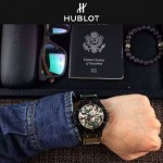 HUBLOT-040 潮流休閒男士綠色迷彩設計帆布錶帶進口石英腕錶