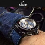 HUBLOT-040-2 潮流休閒男士藍色牛仔布設計錶帶款進口石英腕錶