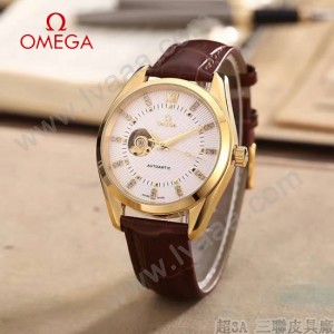 OMEGA-178-9 商務男士鏤空設計土豪金配白底316精鋼錶殼全自動機械腕錶