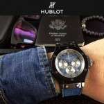 HUBLOT-040-2 潮流休閒男士藍色牛仔布設計錶帶款進口石英腕錶