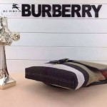 BURBERRY-0221-01 專櫃時尚新款原版粗麻布料配進口牛皮男性斜挎包