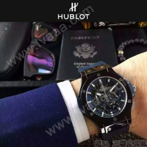 HUBLOT-040-3 潮流休閒男士藍色硅膠錶帶款進口石英腕錶